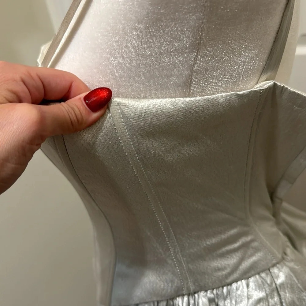 Gunne Sax x Jessica McClintock satin corset ball gown bustle back size 3/4 - Picture 3 of 15